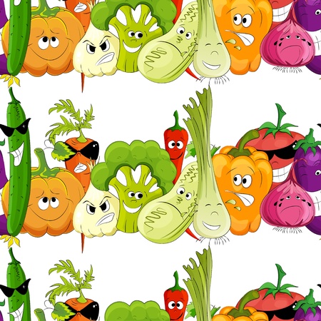 seamless funny vegetable white backgroundのイラスト素材