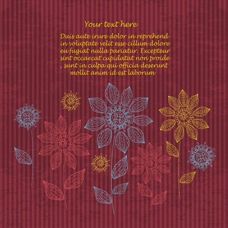 Vintage invitation decoration on red backgroundのイラスト素材