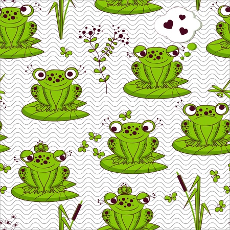 Seamless pattern - frogs in waterのイラスト素材