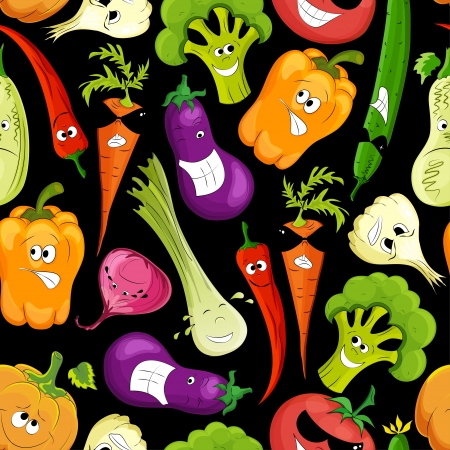 seamless pattern. healthy funny vegetableのイラスト素材