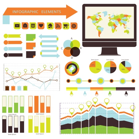 Vector infographic. set orange-greenのイラスト素材