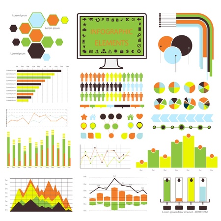 Vector infographic. orange-green 04のイラスト素材