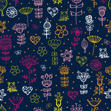 cute cartoon floral seamless patternのイラスト素材