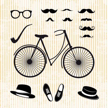 set of the hipster with bicycleのイラスト素材