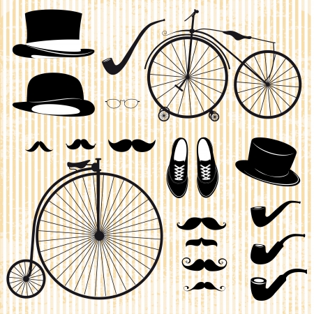 set of the gentleman and bicycleのイラスト素材