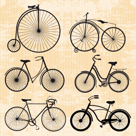 set of bicycles in vintage styleのイラスト素材