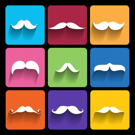 Trendy  hipster  Icons With Long Shadow.のイラスト素材