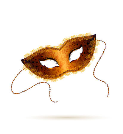 gold Venetian carnival mask on  white background.のイラスト素材