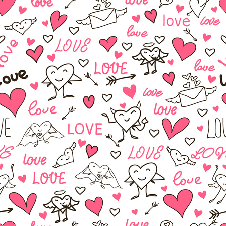 seamless love and heart backgroundのイラスト素材