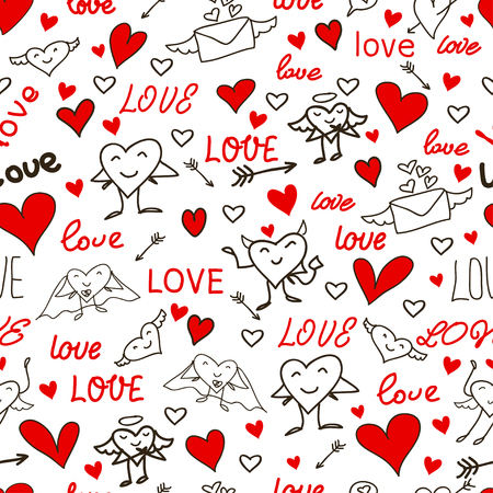 seamless love and heart backgroundのイラスト素材