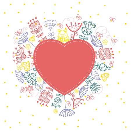 Floral heart cute retro flowersのイラスト素材