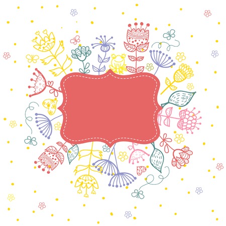 Floral Frame cute retro flowersのイラスト素材