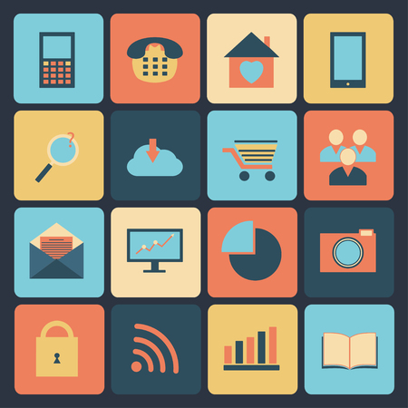 Flat set of modern vector iconsのイラスト素材
