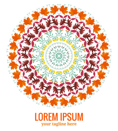 round ornament from autumn leavesのイラスト素材