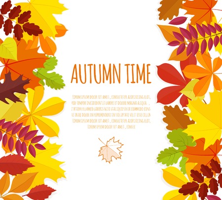banner with autumn foliageのイラスト素材