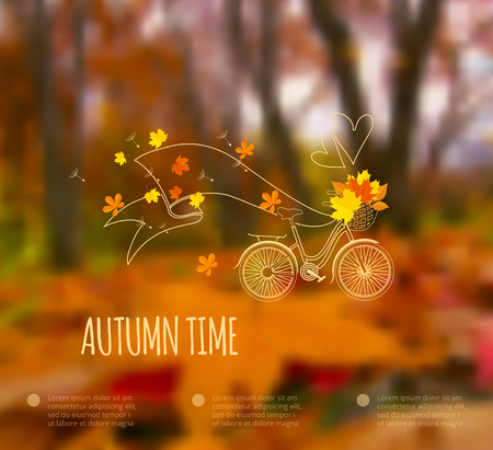the bicycle on an blurred autumn backgroundのイラスト素材