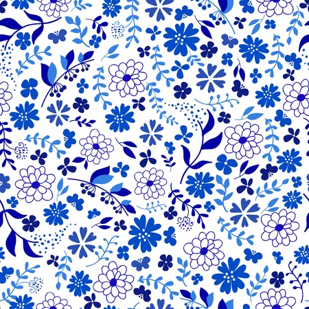 seamless pattern from blue flowersのイラスト素材