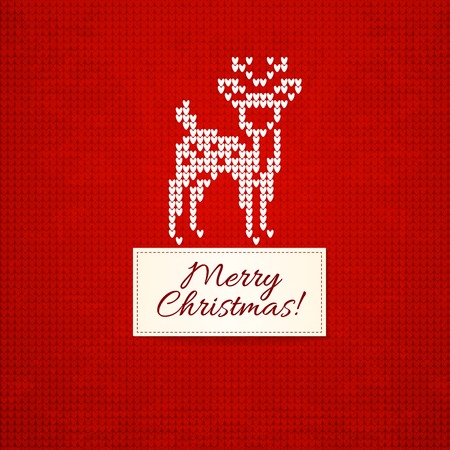 Christmas knitting  background with christmas deerのイラスト素材