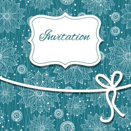 blue floral Invitation card . EPS 10 vector illustrationのイラスト素材
