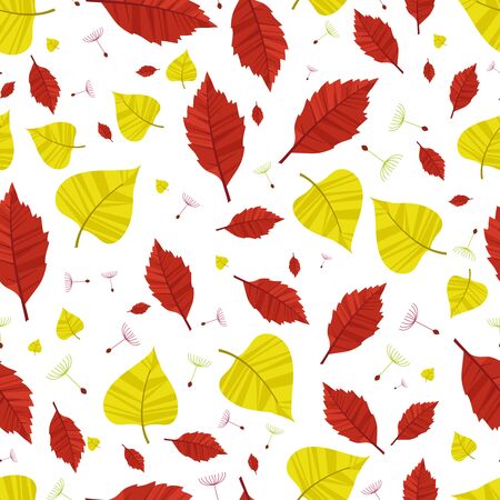 Autumn leaves. Seamless background.Natural elements pattern. Vector illustrationのイラスト素材