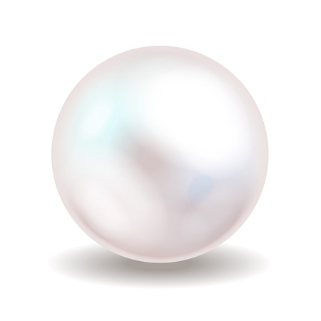 Sea pearl isolated on white background. Shiny oyster pearl ball for luxury accessories. Vector illustration.のイラスト素材