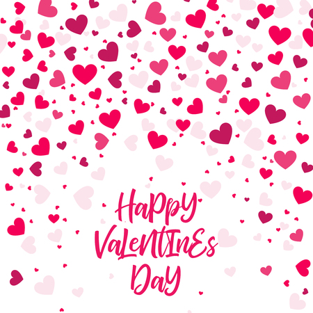 Colorful Background with Heart Confetti. Cartoon flat style vector illustrationのイラスト素材