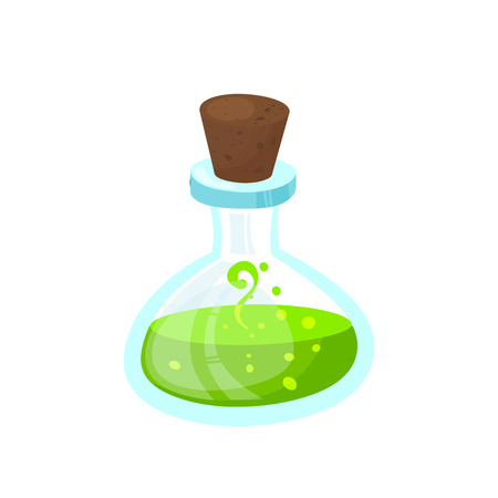 Glass beaker with a poisonous liquid. Vector Image.のイラスト素材