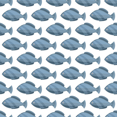 Seamless vintage fish drawings pattern, vector illustration. Engraving style sea life background. Retro element for your design.のイラスト素材