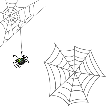 Spider and web. Halloween icon isolated on white backgroundのイラスト素材