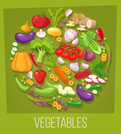 Vegetables top view frame. Farmers market menu design. Organic food poster. Vintage hand drawn sketch vector illustration.のイラスト素材