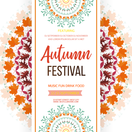 Autumn festival banner with fall leaves.のイラスト素材