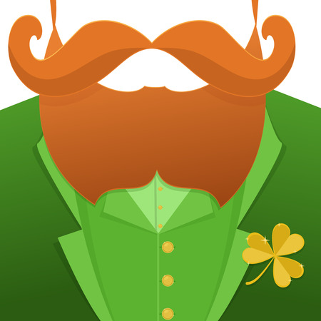 Saint Patrick Day character leprechaun with green suit,red beard, and no face.のイラスト素材