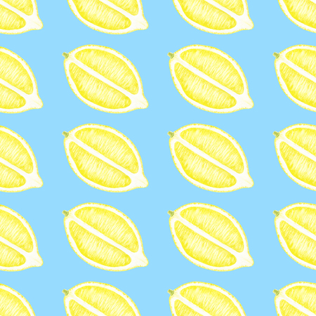 Lemon slices seamless pattern.  citrus illustration. Suitable for curtains, wallpaper, fabrics, wrapping paper.の写真素材