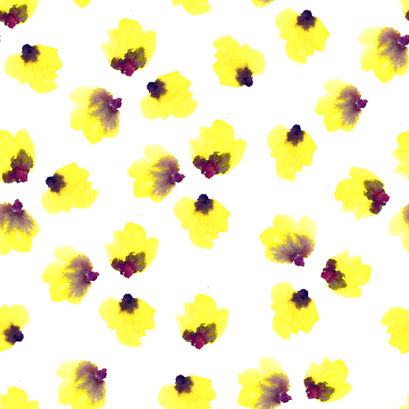 Seamless floral pattern on a white background.Pink cherry, plum ,pear , blossom. Spring and summer  illustration.Scrapbooking, handmade hobby paper sheet.の写真素材