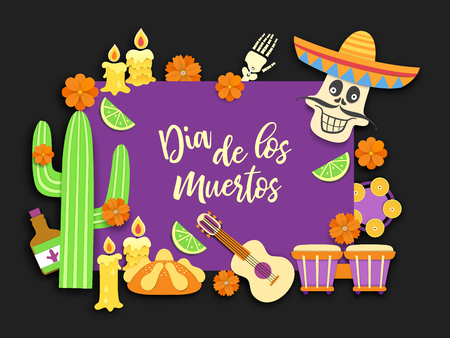 Dia de los muertos.Day of the Dead.Mexican.Mexican feast of remembrance of the dead.National Latin carnival background.Vector illustrationのイラスト素材