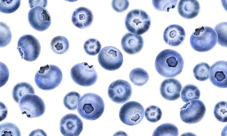Blueberries patterb on white background.Fresh and juicy summer healthy food design. Organic berries...