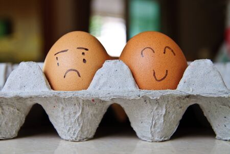 Crying and smile eggsの写真素材