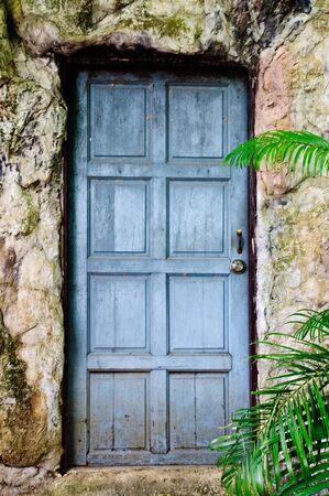 A weathered blue doorの写真素材
