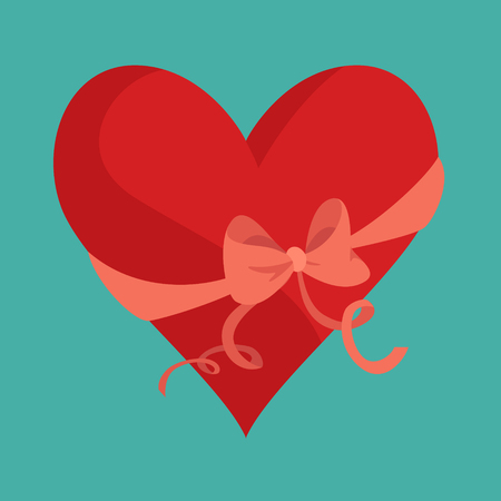Vector Illustration of Romantic Gift Heart with Bowのイラスト素材