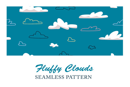 Vector seamless pattern of fluffy clouds iconsのイラスト素材