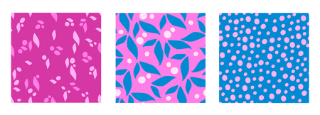 Three funky colourful vector seamless pattern setのイラスト素材