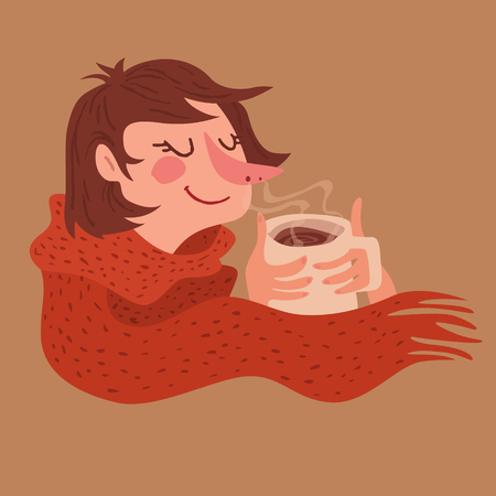 Cozy Warm Coffee Girl iconのイラスト素材