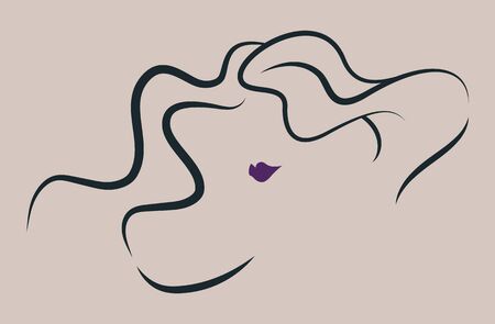 Woman Hair and Lips Iconのイラスト素材
