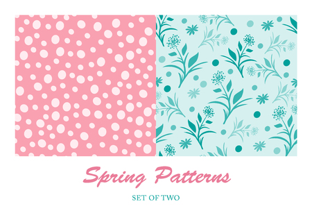Two soft and elegant vector seamless floralsのイラスト素材