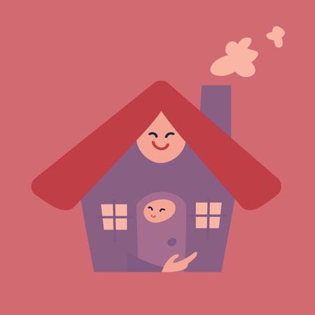 Mother and Baby Shaped as House Vectorのイラスト素材