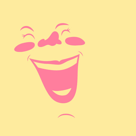 Happy cartoon girl's face, laughing very joyfully.のイラスト素材