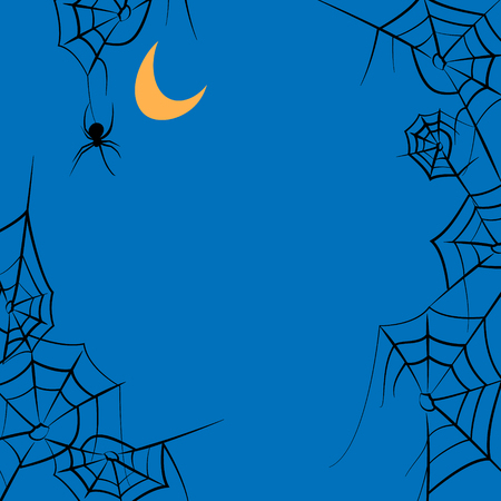 Vector Frame with Spider Webs and Moonのイラスト素材