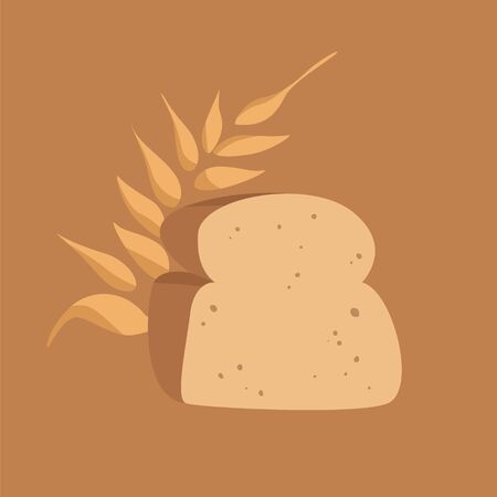 Slice of Bread and Spike of Wheatのイラスト素材