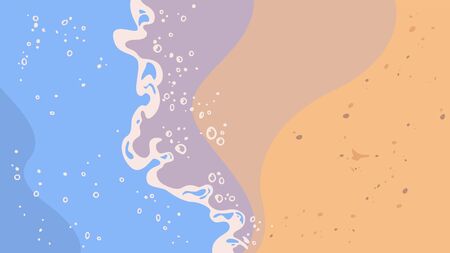 Peaceful beach shoreline with waves on sand vector illustration.のイラスト素材