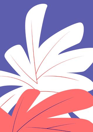 Colorful purple and pink tropical leaves vertical vector background.のイラスト素材